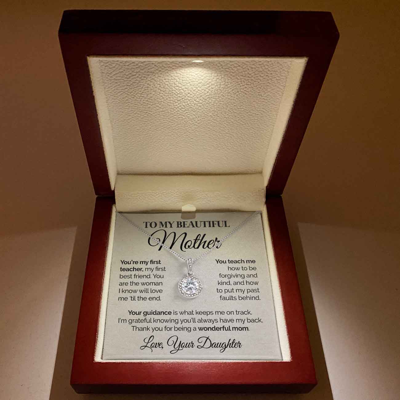 litzzy To My Beautiful Mother - You're My First Teacher - Eternal Hope Necklace Jewelry   
