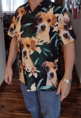 litzzy Custom Leaves & Flowers Pattern Short-Sleeve Hawaiian Shirt (Dark Green Color) Hawaii Shirt   