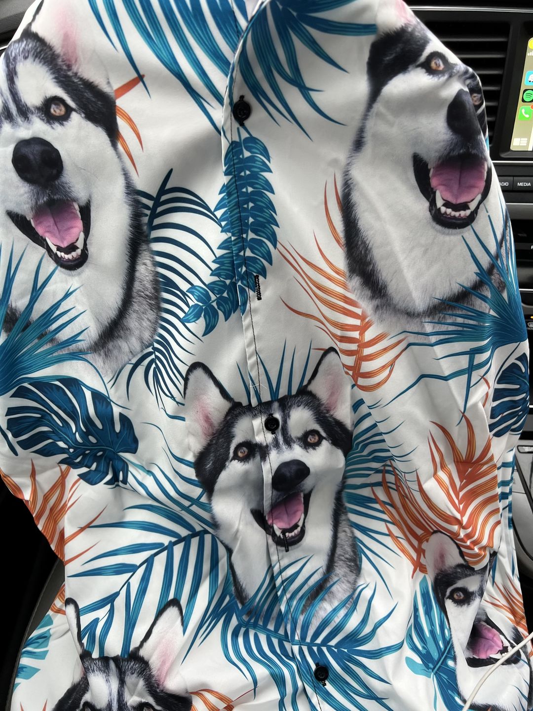 litzzy Custom Leaves Pattern Short-Sleeve Hawaiian Shirt (White Color) Hawaii Shirt   