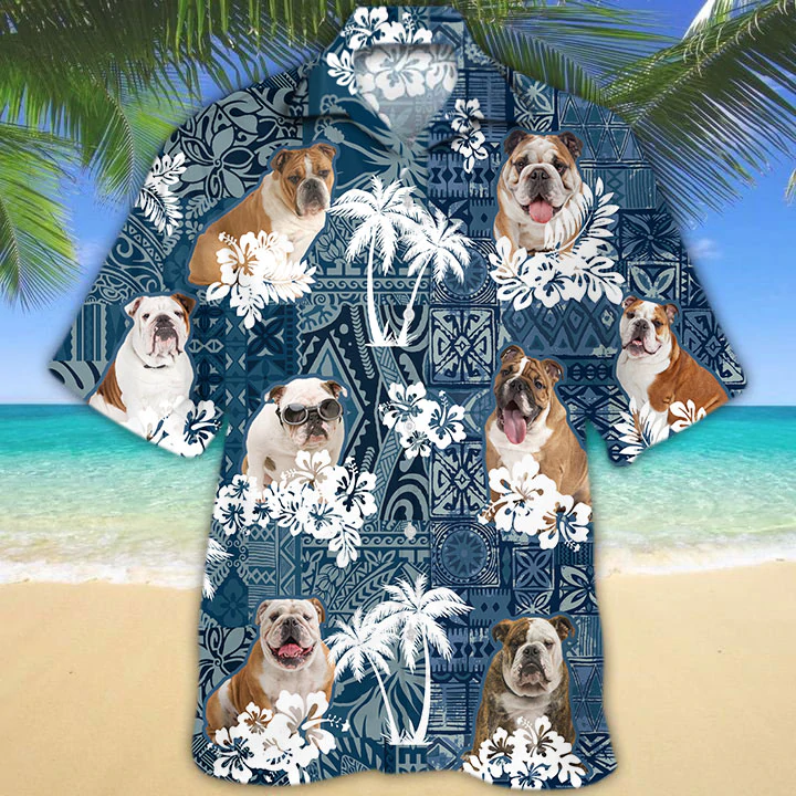litzzy English Bulldog Hawaiian Shirt - Aloha shirt Hawaiian Hawaii Shirt For Summer Hawaii Shirt   