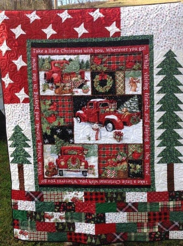litzzy Family Christmas CLA1010266Q Fleece Blanket Quilt Blanket   