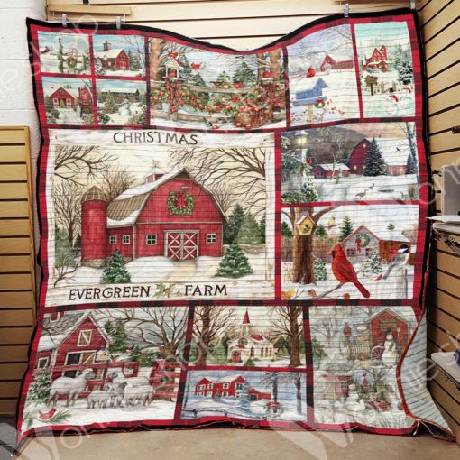 litzzy Farmhouse Christmas CL15100176MDQ Fleece Blanket Quilt Blanket   