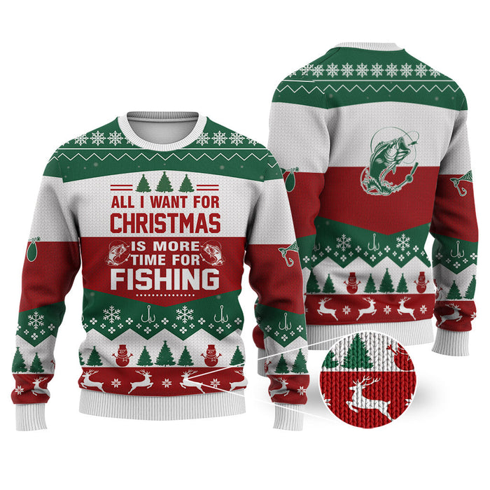 litzzy Fishing All I Want For Christmas Sweater Christmas Knitted Print Sweatshirt - Best Gift For Christmas, Noel Malalan - Christmas Signature - Ugly Christmas Sweater - TB82764 Sweater Adults XS 