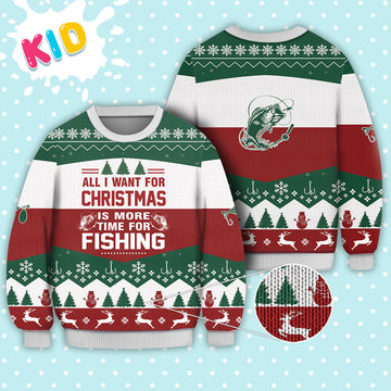litzzy Fishing All I Want For Christmas Sweater Christmas Knitted Print Sweatshirt - Best Gift For Christmas, Noel Malalan - Christmas Signature - Ugly Christmas Sweater - TB82764 Sweater Kid XS 