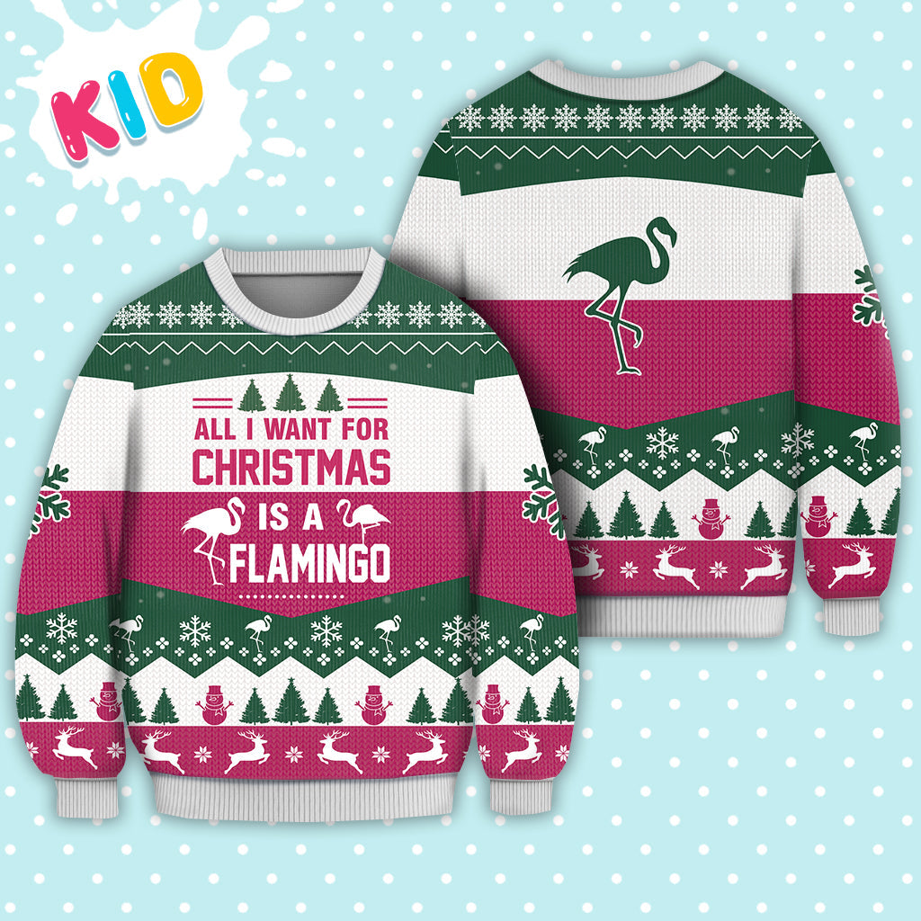 litzzy Flamingo All I Want For Christmas Sweater Christmas Knitted Print Sweatshirt - Best Gift For Christmas, Noel Malalan - Christmas Signature - Ugly Christmas Sweater Sweater Kid XS 