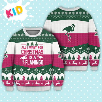 litzzy Flamingo All I Want For Christmas Sweater Christmas Knitted Print Sweatshirt - Best Gift For Christmas, Noel Malalan - Christmas Signature - Ugly Christmas Sweater Sweater Kid XS 