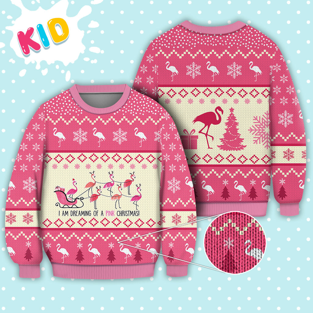 litzzy Flamingo Reindeer Christmas Sweater Christmas Knitted Print Sweatshirt - Best Gift For Christmas, Noel Malalan - Ugly Christmas Sweater Sweater Kid XS 
