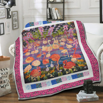 litzzy Flamingo Fleece Blanket HST19101788 Fleece Blanket   