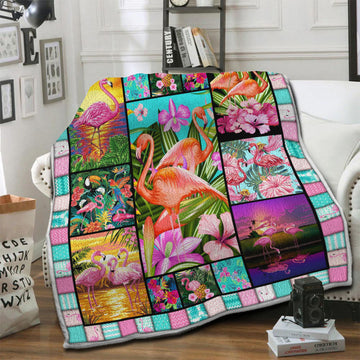 litzzy Flamingo Fleece Blanket HST1910874 Fleece Blanket   