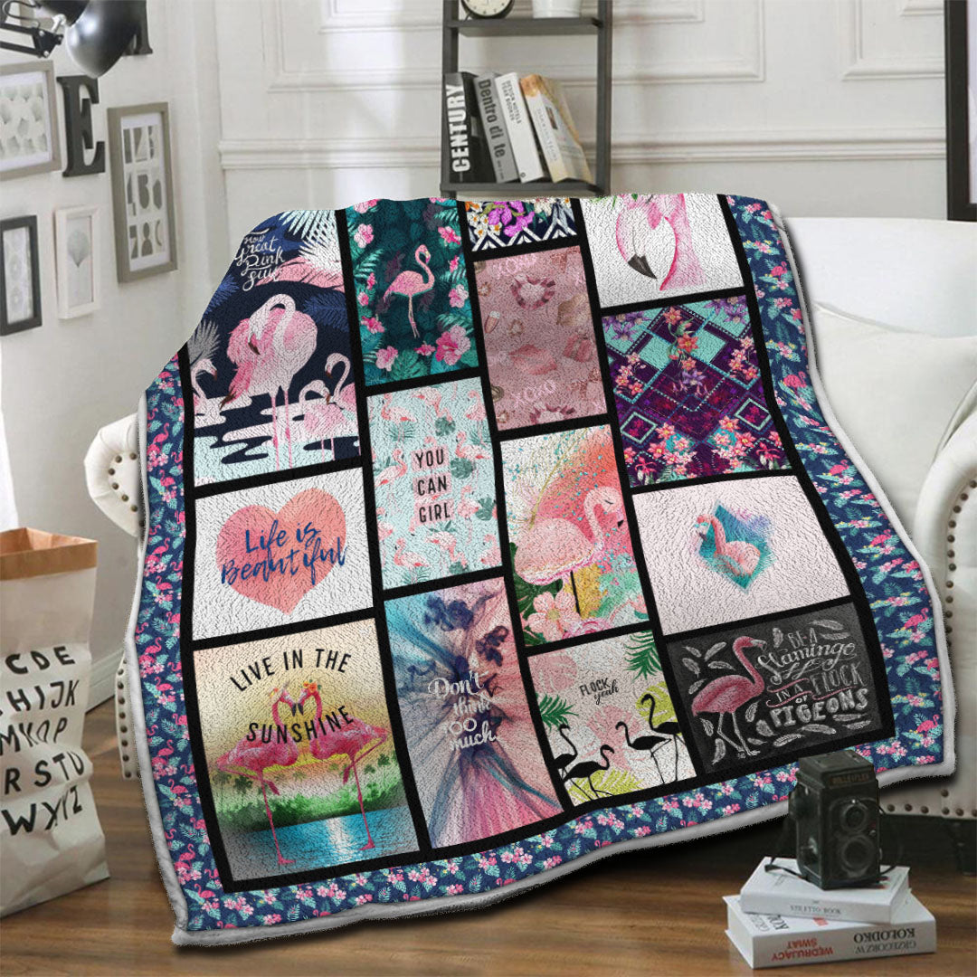 litzzy Flamingo HQT1610327 Fleece Blanket Fleece Blanket   