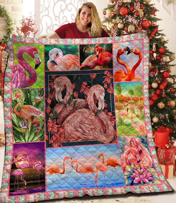 litzzy Flamingo Fleece Blanket HQT201155 Quilt Blanket   