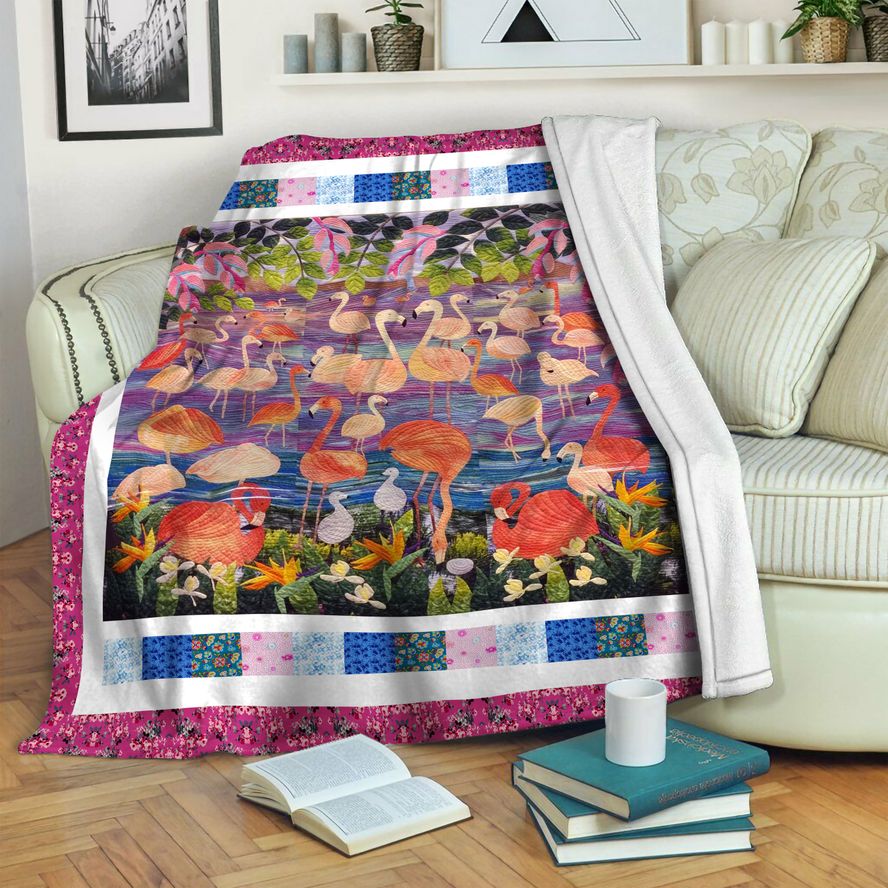 litzzy Flamingo Fleece Blanket HST19101788 Fleece Blanket   