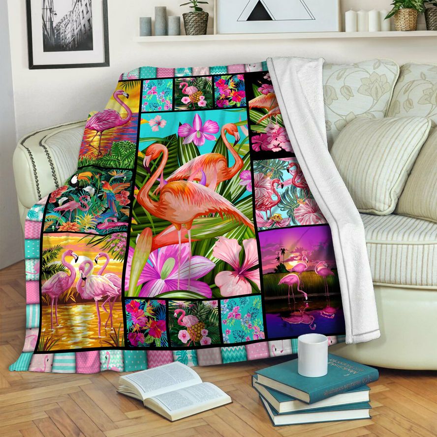 litzzy Flamingo Fleece Blanket HST1910874 Fleece Blanket   