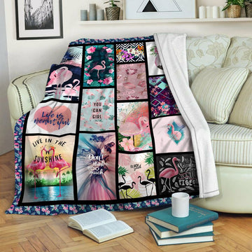 litzzy Flamingo HQT1610327 Fleece Blanket Fleece Blanket   