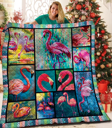 litzzy Flamingo Fleece Blanket STQ131113MH Quilt Blanket   