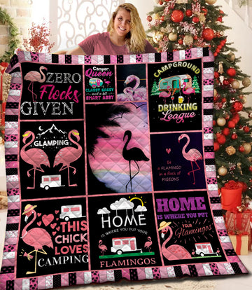 litzzy Flamingo Fleece Blanket STQ131114MH Quilt Blanket   