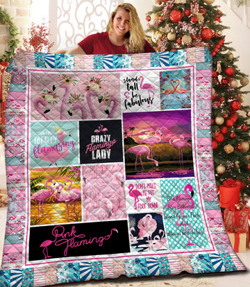 litzzy Flamingo Fleece Blanket HST19101281 Quilt Blanket   