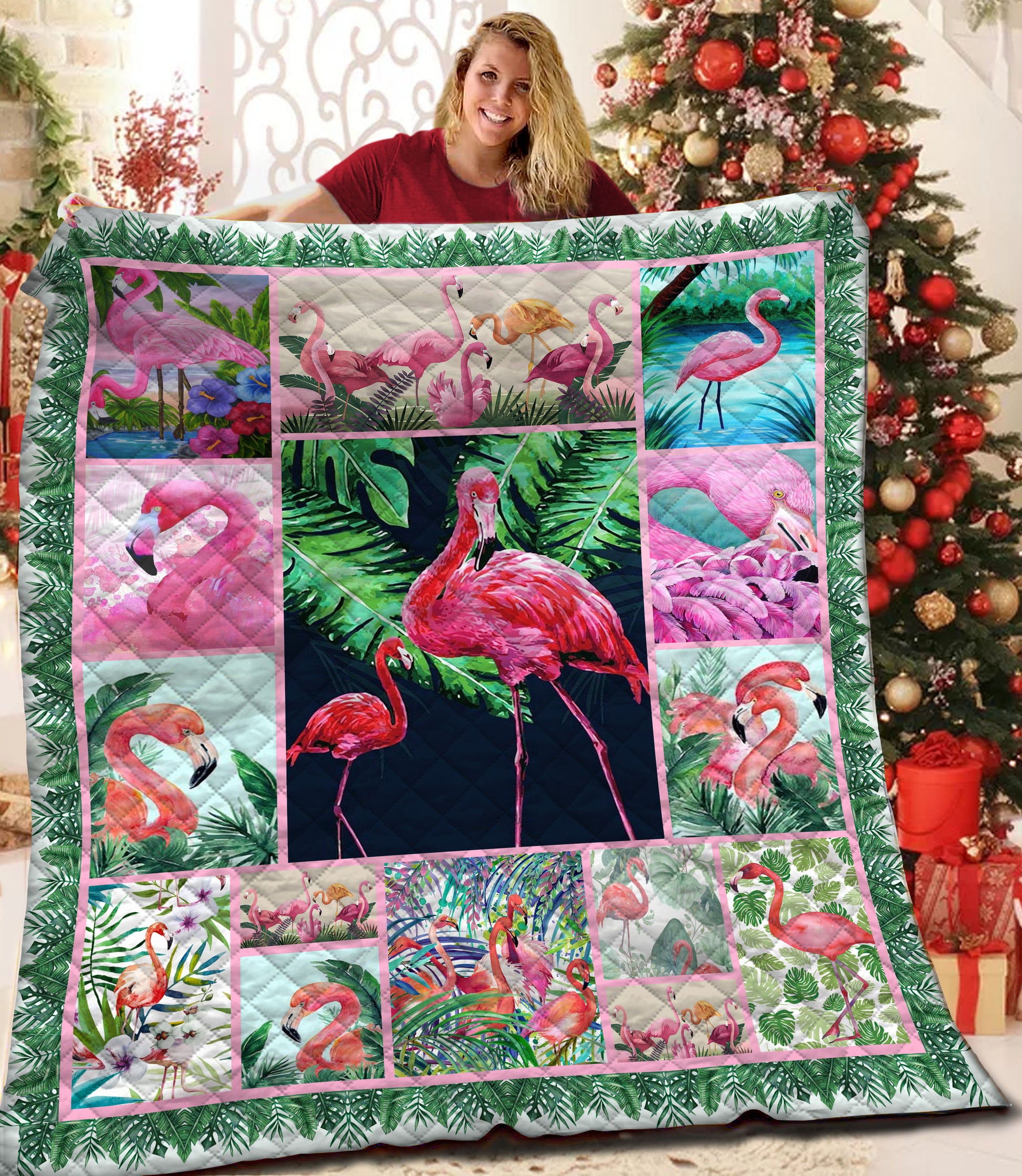 litzzy Flamingo Fleece Blanket HST19101282 Quilt Blanket   