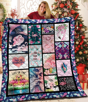 litzzy Flamingo Fleece Blanket HST19102800 Quilt Blanket   