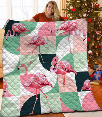litzzy Flamingo Fleece Blanket HST25102635 Quilt Blanket   