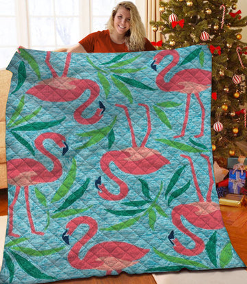 litzzy Flamingo Fleece Blanket HST25102639 Quilt Blanket   