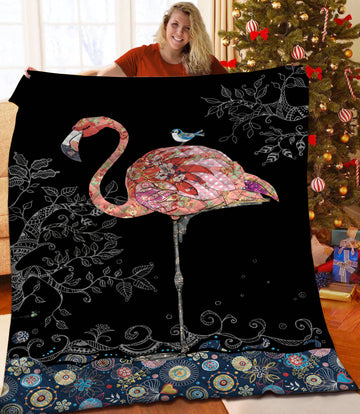 litzzy Flamingo Fleece Blanket HST25102641 Quilt Blanket   