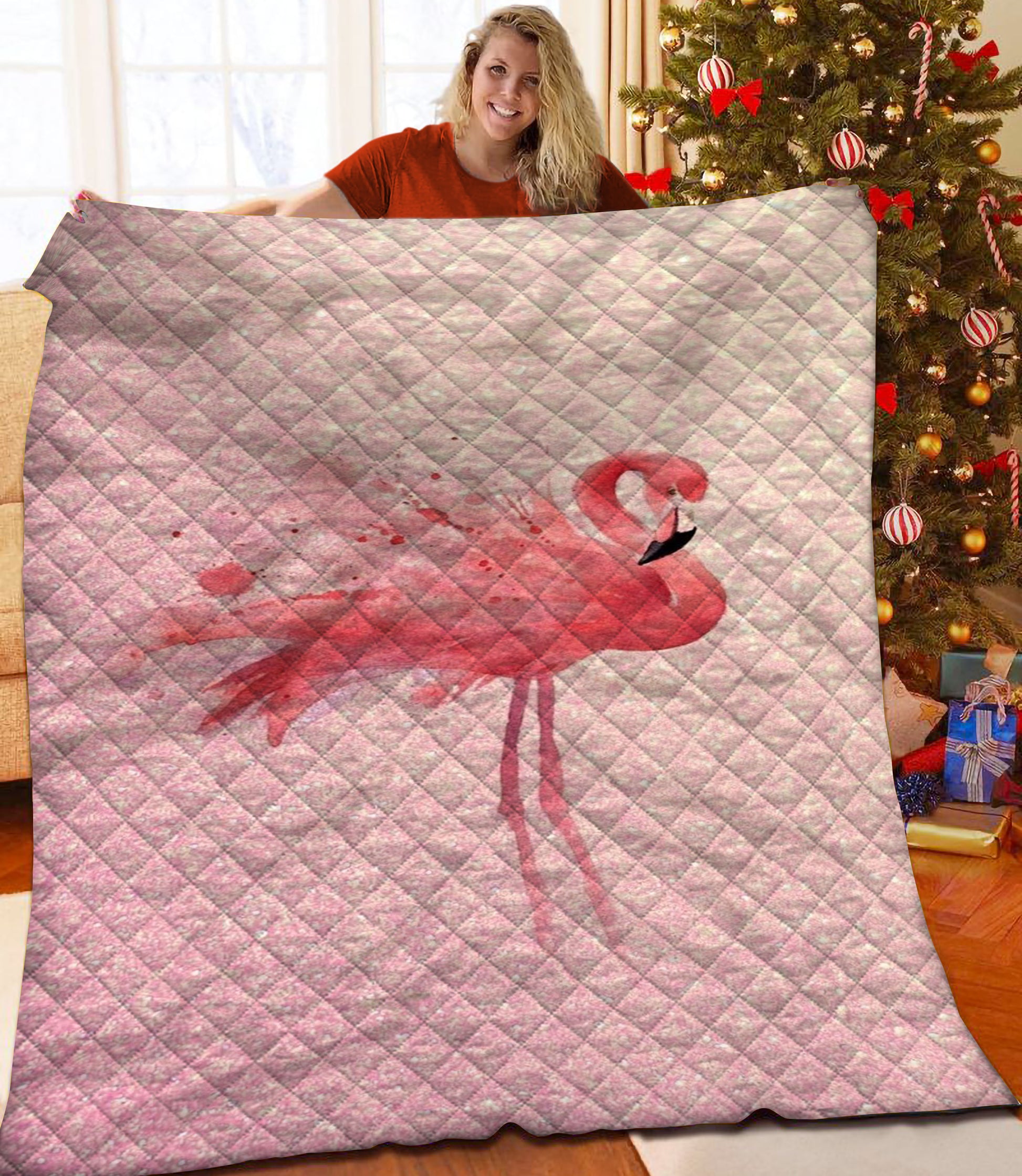 litzzy Flamingo Fleece Blanket HST25102643 Quilt Blanket   