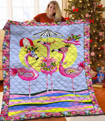 litzzy Flamingo Fleece Blanket HST25102645 Quilt Blanket   