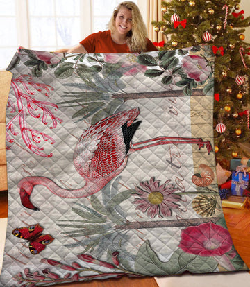 litzzy Flamingo Fleece Blanket HST25102646 Quilt Blanket   