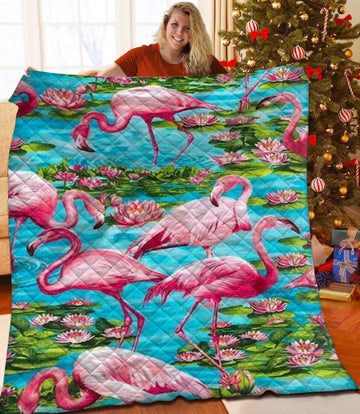 litzzy Flamingo Fleece Blanket HST25102647 Quilt Blanket   