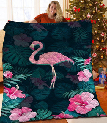 litzzy Flamingo Fleece Blanket HST25102649 Quilt Blanket   