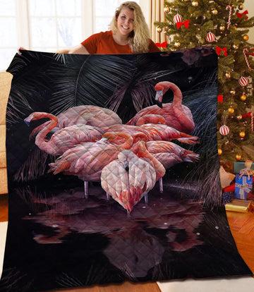 litzzy Flamingo Fleece Blanket HST25102651 Quilt Blanket   