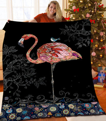 litzzy Flamingo Fleece Blanket HST25102652 Quilt Blanket   