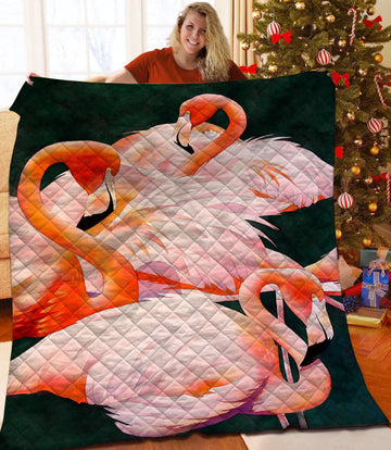 litzzy Flamingo Fleece Blanket HST25102653 Quilt Blanket   