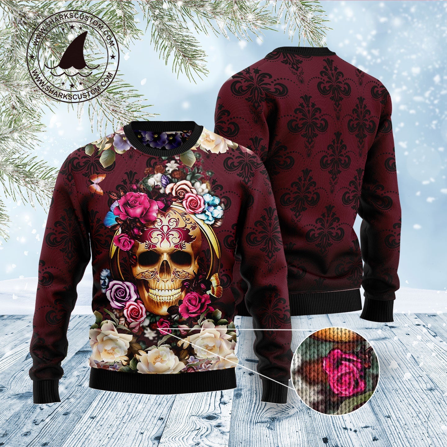 litzzy Flower Skull D1011 Ugly Christmas Sweater -  Best Gift For Christmas, Noel Malalan - Christmas Signature sweater   
