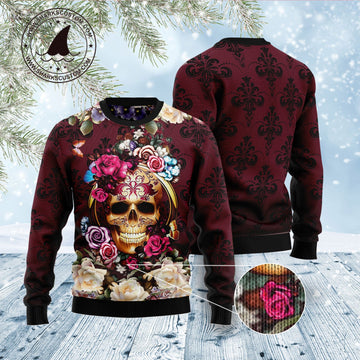 litzzy Flower Skull D1011 Ugly Christmas Sweater -  Best Gift For Christmas, Noel Malalan - Christmas Signature sweater   