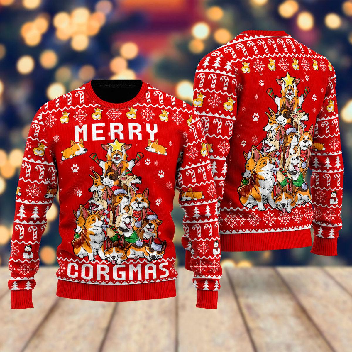 litzzy Funny Corgi Merry Corgmas Ugly Christmas Sweater | For Men & Women | UH1406 - Ugly Sweater Gift For Lover sweater   