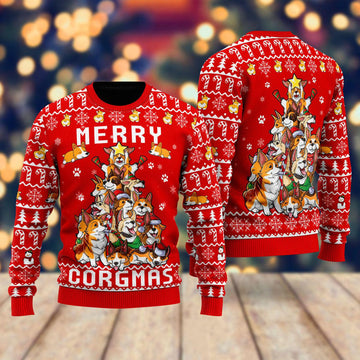 litzzy Funny Corgi Merry Corgmas Ugly Christmas Sweater | For Men & Women | UH1406 - Ugly Sweater Gift For Lover sweater   