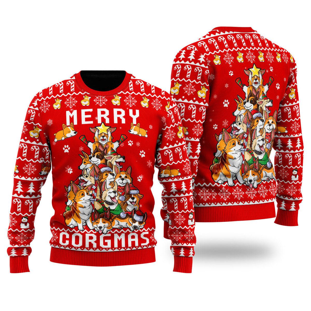 litzzy Funny Corgi Merry Corgmas Ugly Christmas Sweater | For Men & Women | UH1406 - Ugly Sweater Gift For Lover sweater Colorful S 