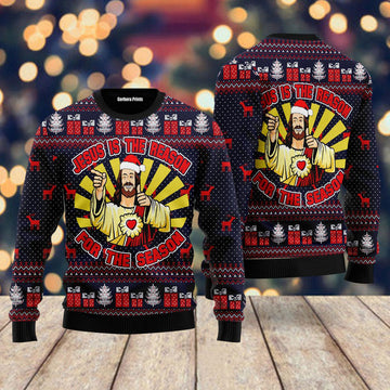litzzy Funny Jesus Is The Reason For The Season Ugly Christmas Sweater | For Men & Women | Adult | US4509 - Ugly Sweater Gift For Lover sweater   