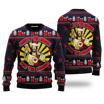litzzy Funny Jesus Is The Reason For The Season Ugly Christmas Sweater | For Men & Women | Adult | US4509 - Ugly Sweater Gift For Lover sweater S Colorful 