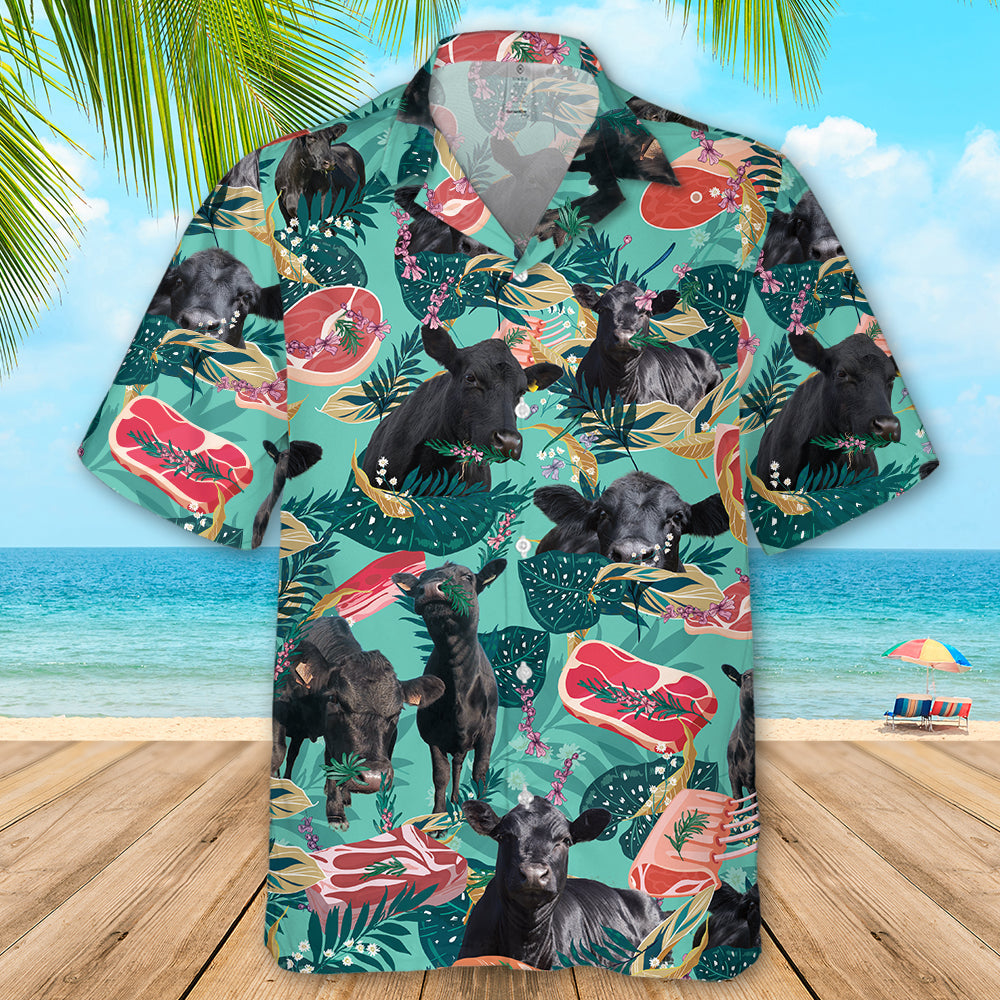 litzzy Funny Angus Cattle Beef Hawaiian Shirt - Cattle Beach Shirt - Aloha shirt Hawaiian Hawaii Shirt For Summer Hawaii Shirt   