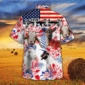 litzzy Goat Lovers American Flag Hawaiian Shirt, Goat aloha Hawaiian shirt, Goat shit - Aloha shirt Hawaiian Hawaii Shirt For Summer Hawaii Shirt   