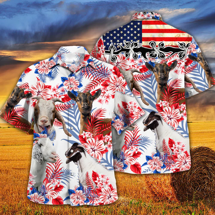 litzzy Goat Lovers American Flag Hawaiian Shirt, Goat aloha Hawaiian shirt, Goat shit - Aloha shirt Hawaiian Hawaii Shirt For Summer Hawaii Shirt   