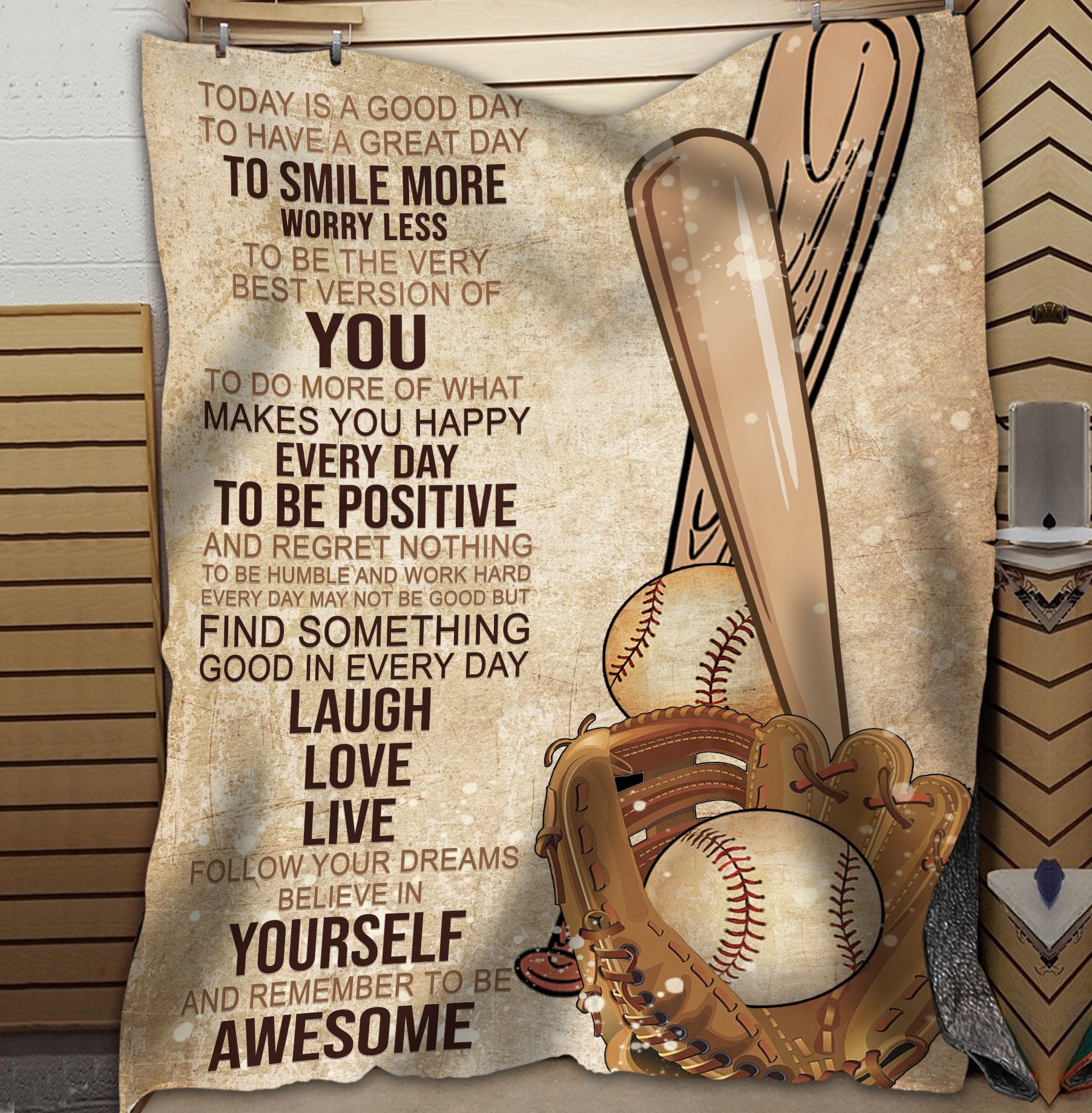 litzzy Today Is A Good Day Baseball Fleece Blanket - Lath0212204 Quilt Blanket 50x60  