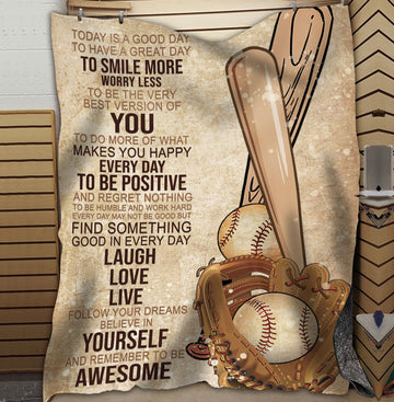 litzzy Today Is A Good Day Baseball Fleece Blanket - Lath0212204 Quilt Blanket 50x60  