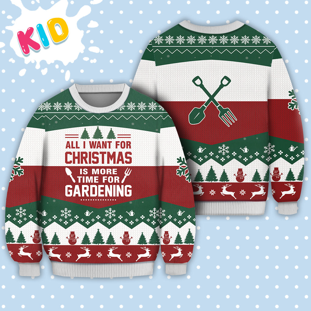 litzzy Gardening All I Want For Christmas Sweater Christmas Knitted Print Sweatshirt - Best Gift For Christmas, Noel Malalan - Christmas Signature - Ugly Christmas Sweater Sweater Kid XS 