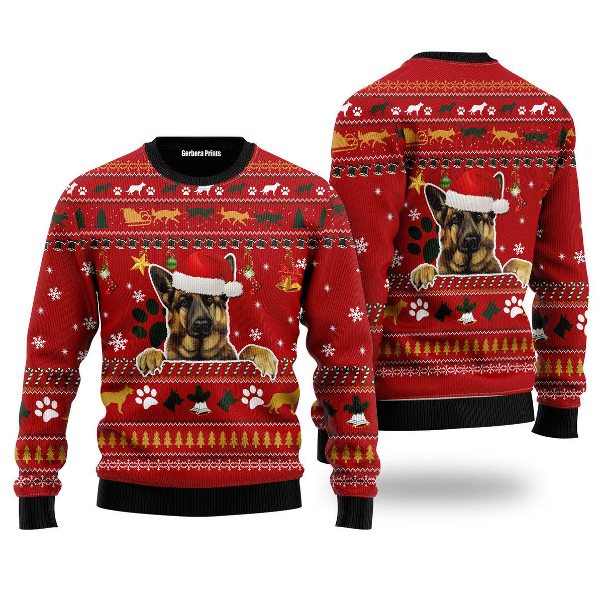 litzzy German Shepherd Dog Ugly Christmas Sweater | For Men & Women | Adult | US5491 - Ugly Sweater Gift For Lover sweater S Colorful 