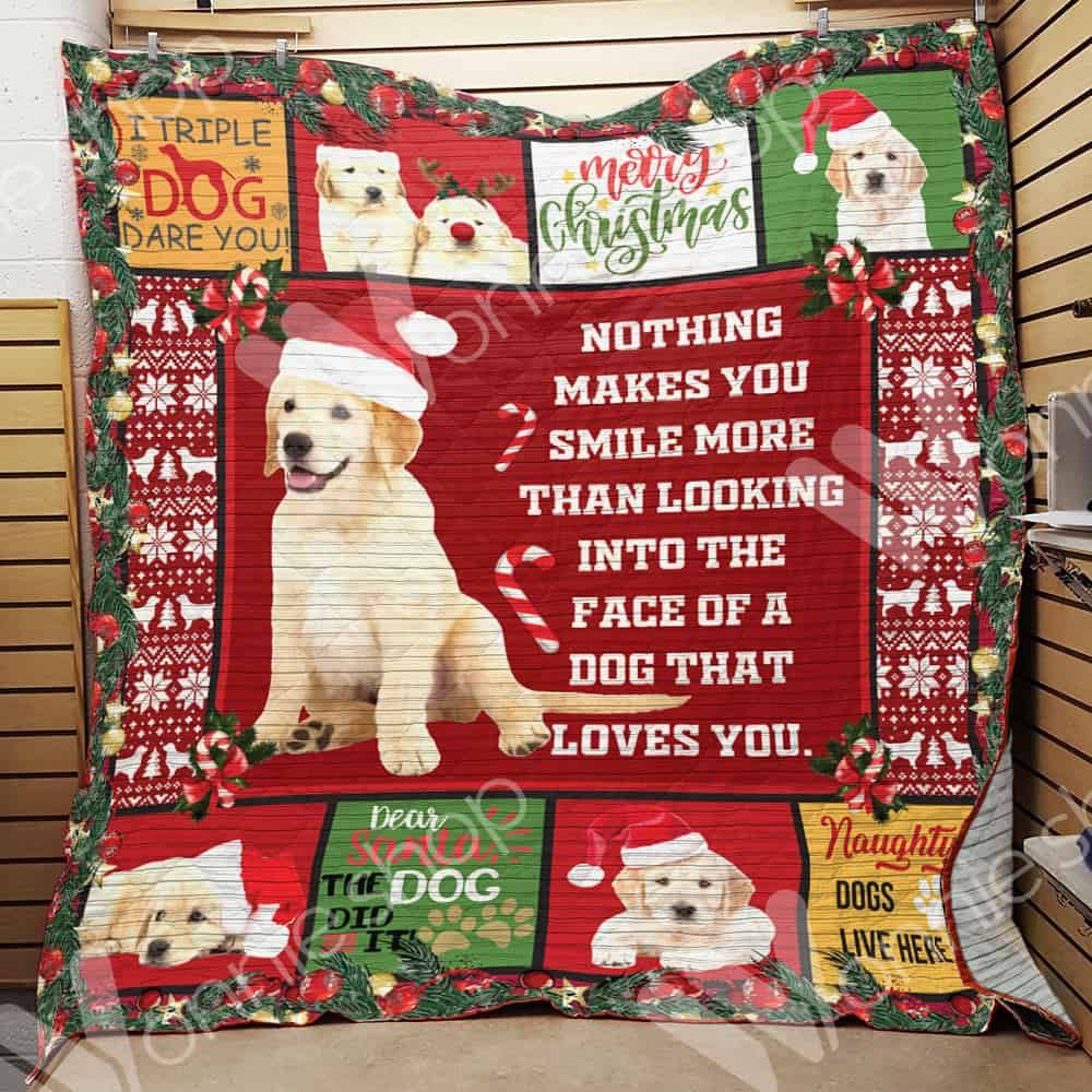 litzzy Golden Retriever Dog Christmas CL15100193MDQ Fleece Blanket fleece blanket   