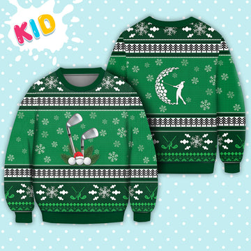 litzzy Golf Pattern Christmas Falling Snowflakes Sweater Christmas Knitted Print Sweatshirt - Best Gift For Christmas, Noel Malalan - Ugly Christmas Sweater Sweater Kid XS 
